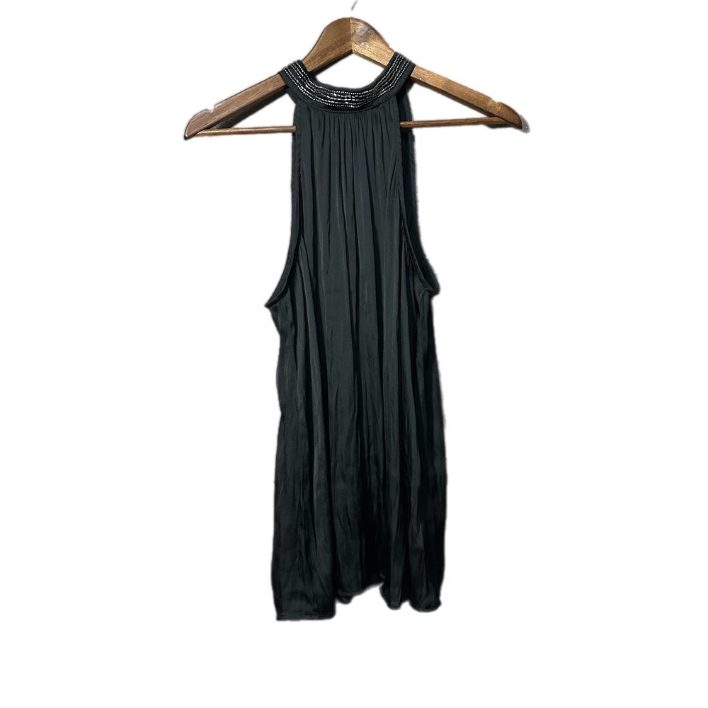 Torrid Halter Top Women Size M Black Excellent Beaded Neck Satin Flowy